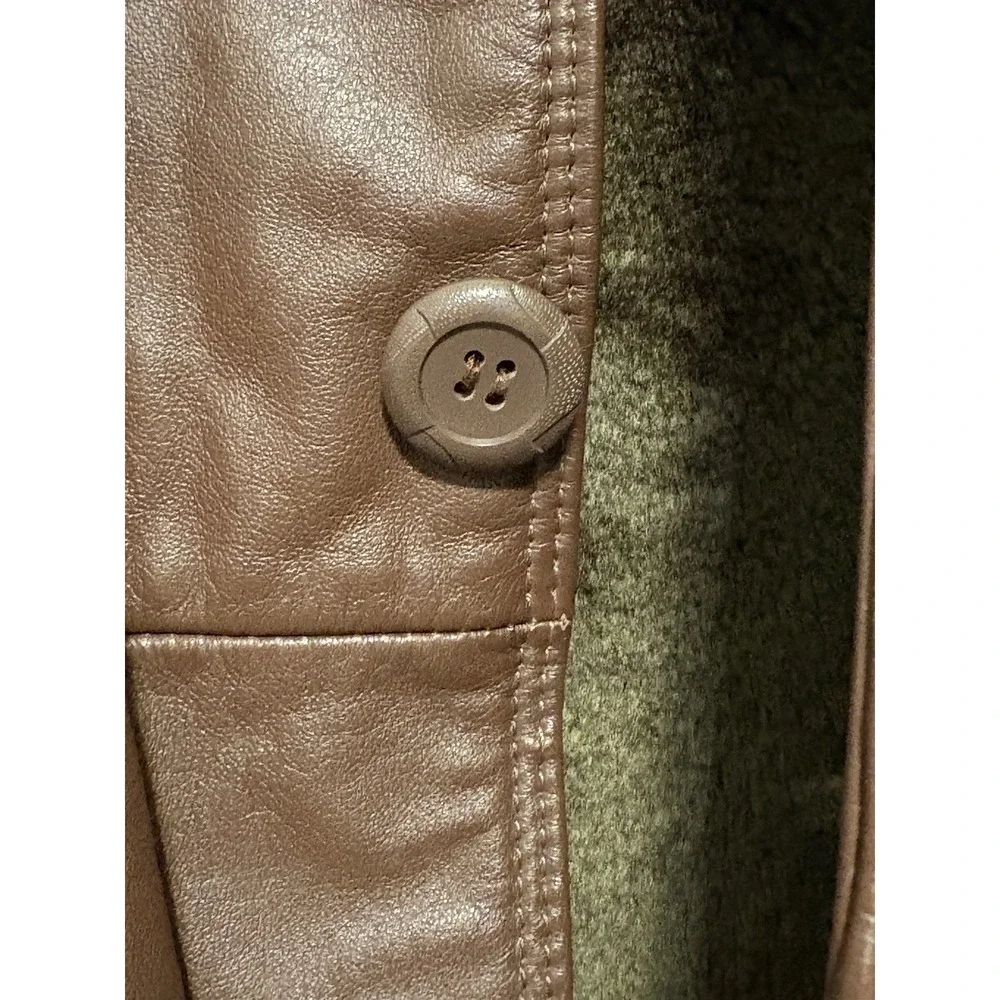 ClipperMist Vintage Brown Leather Overcoat Removable Lining Men's Size 36